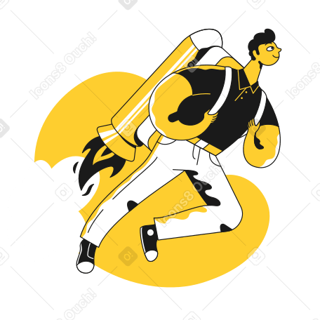 Start-up guy flying with jetpack Illustration in PNG, SVG
