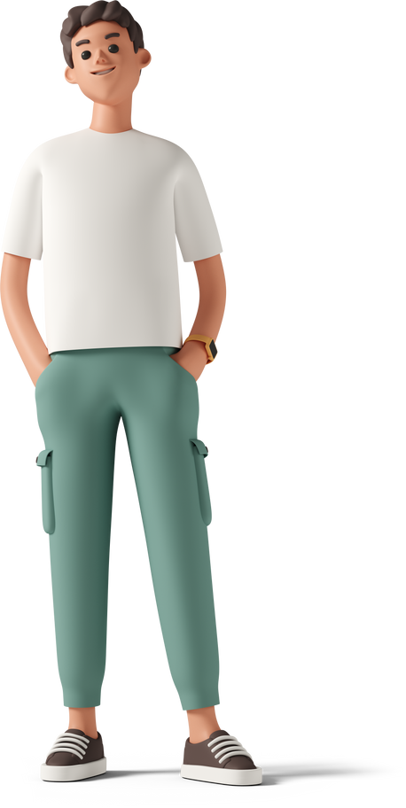 young man standing alone Illustration in PNG, SVG