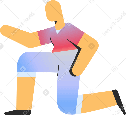 adult in shorts on knee Illustration in PNG, SVG