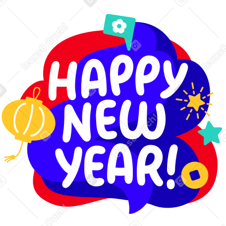 Happy Chinese New Year lettering PNG, SVG