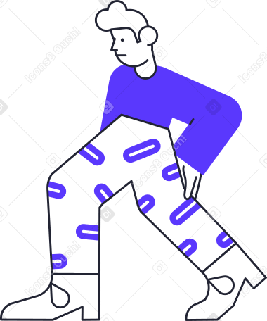 sad man in blue sweater walking Illustration in PNG, SVG