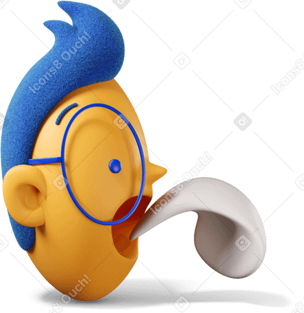 3D Head of a boy with his tongue out turned to the right PNG, SVG