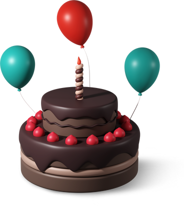 Торт на день рождения с воздушными шарами в PNG, SVG