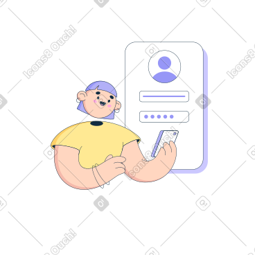 Woman enters the password from her account PNG, SVG