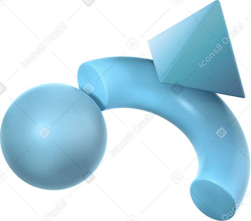3D Монохромная композиция со сферой, половиной тора и пирамидой в PNG, SVG