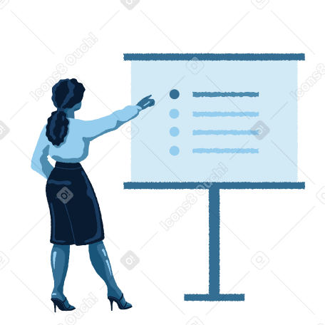 A woman selecting a bullet point Illustration in PNG, SVG