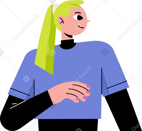 woman looks away and smiles Illustration in PNG, SVG