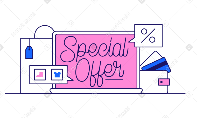 Schriftzug sonderangebot mit laptop und einkaufstasche PNG, SVG
