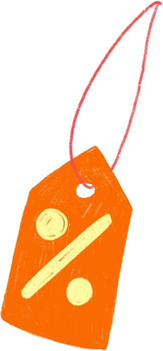 orange tag with a discount sign PNG, SVG