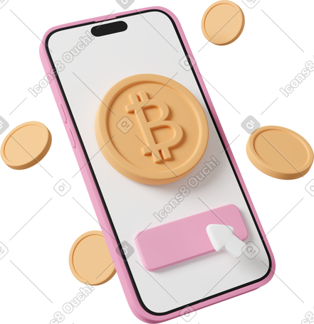 3D iphone bitcoin coins PNG, SVG