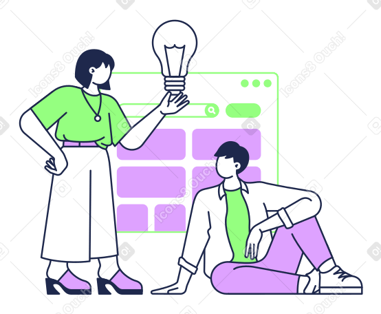 Man and woman brainstorming ideas PNG, SVG