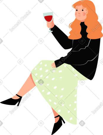 woman holding a glass of wine PNG, SVG