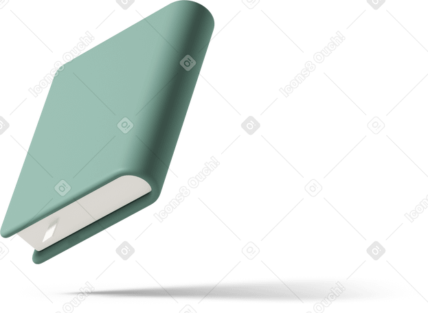 3D green book floating Illustration in PNG, SVG