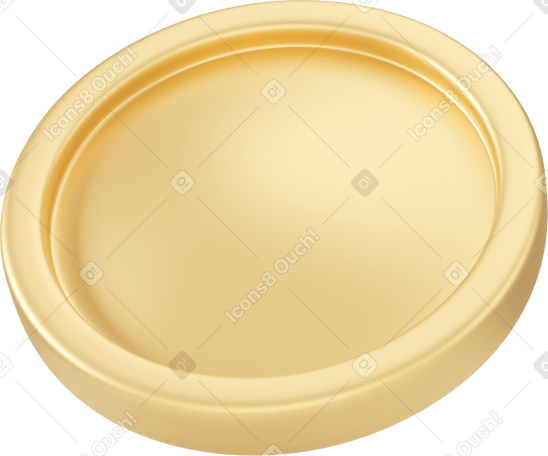 3D lying golden coin PNG, SVG