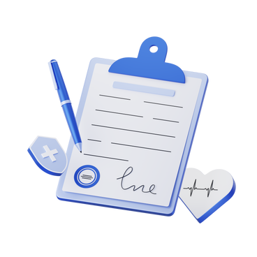 Signed health insurance policy on clipboard animated illustration in GIF, Lottie (JSON), AE