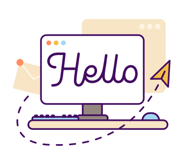 Hello text with messaging on computer screen lettering PNG, SVG