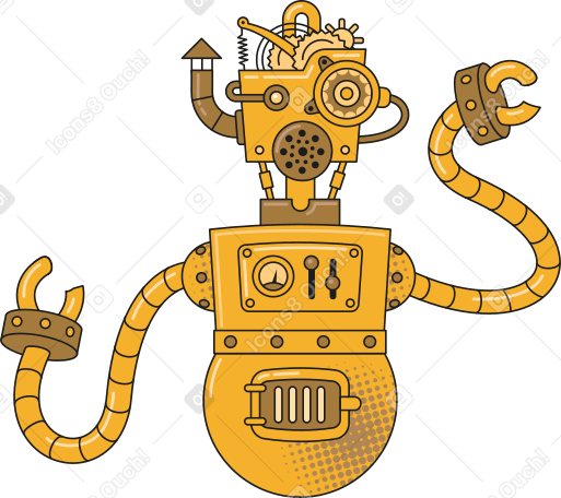 robot with long arms Illustration in PNG, SVG