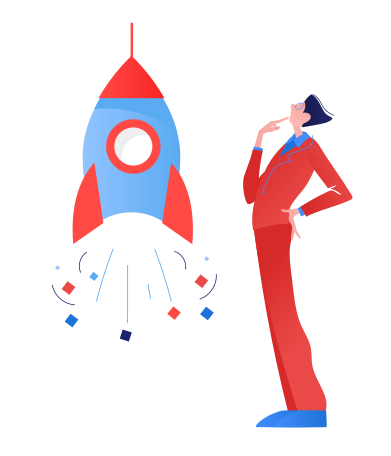 Businessman launching a rocket or startup PNG, SVG