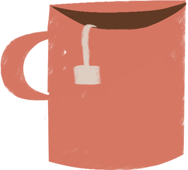 pink cup with tea PNG, SVG