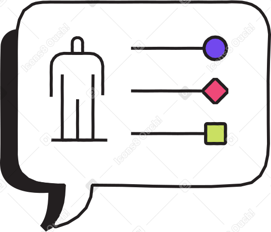 speech bubble with man and text Illustration in PNG, SVG