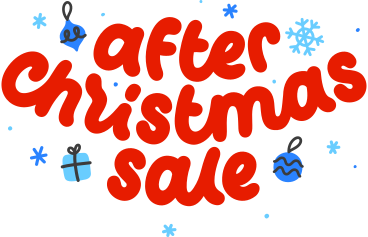 lettering after christmas sale with baubles and snowflakes text PNG, SVG