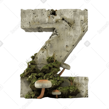 Бетонная буква z с грибами в PNG, SVG