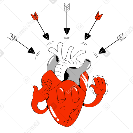 Anatomical heart stopping arrows with the power of thought PNG, SVG
