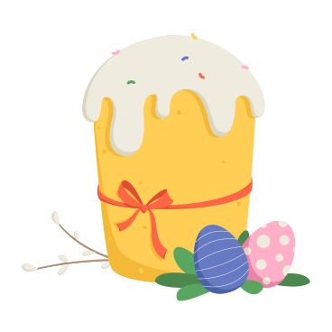 Easter sweet bread and eggs PNG, SVG