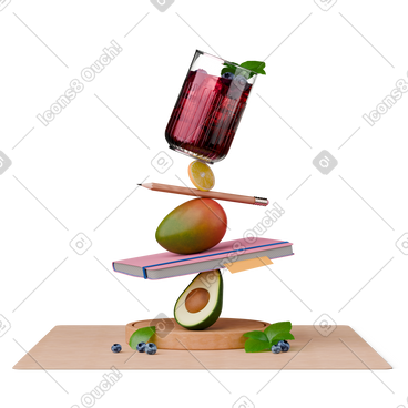 Pyramid made of fruits and recipes notebook animated illustration in GIF, Lottie (JSON), AE