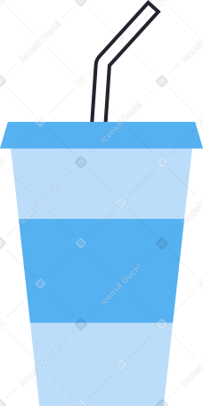 blue glass with straw Illustration in PNG, SVG