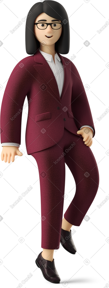 Side view of sitting businesswoman in red suit PNG, SVG