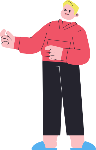 man in red hoodie standing PNG, SVG