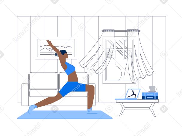 Frau macht zu hause yoga-training mit online-kursen PNG, SVG