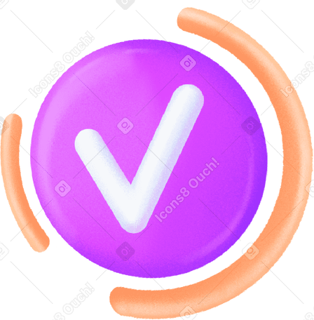 Círculo morado con una marca de verificación blanca PNG, SVG