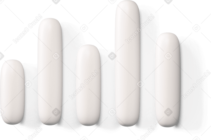 3D White bar chart icon Illustration in PNG, SVG