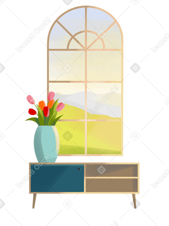 Summer landscape outside the window Illustration in PNG, SVG