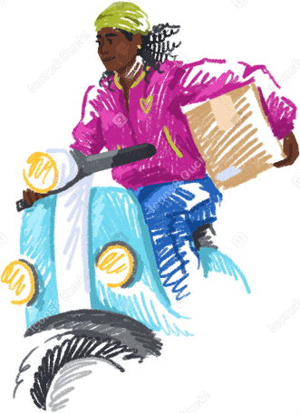 female courier with box в PNG, SVG
