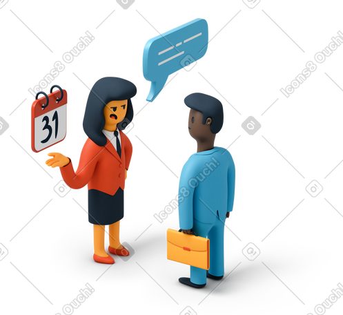 3D 女商人提醒员工截止日期 PNG, SVG