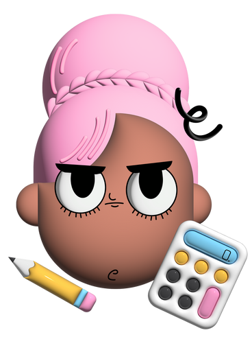 Girl with calculator and pencil PNG, SVG