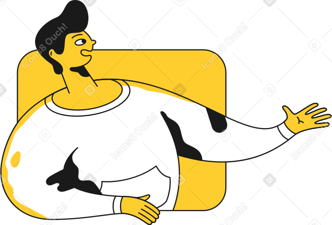 the guy goes beyond the browser window Illustration in PNG, SVG
