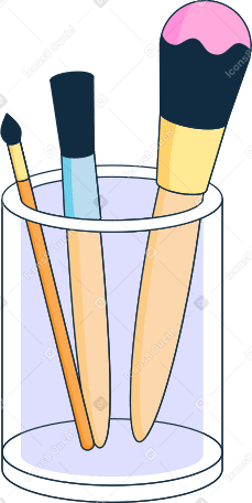 cup with makeup brushes Illustration in PNG, SVG