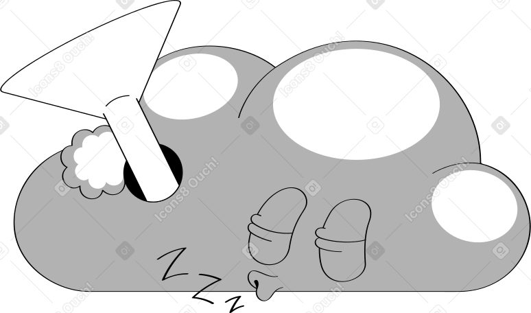 sleeping cloud with funnel Illustration in PNG, SVG