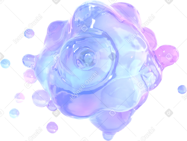 3D liquid bloom with iridescent droplets animated illustration in GIF, Lottie (JSON), AE