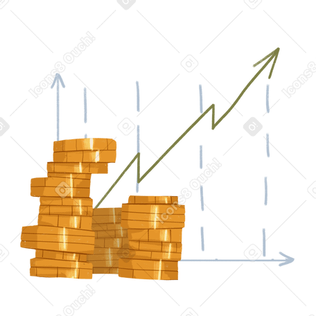 Graph showing financial growth Illustration in PNG, SVG