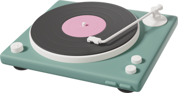 three-quarter view of vinyl record player PNG, SVG