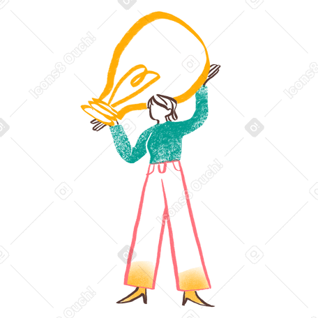 Woman holding a lightbulb Illustration in PNG, SVG