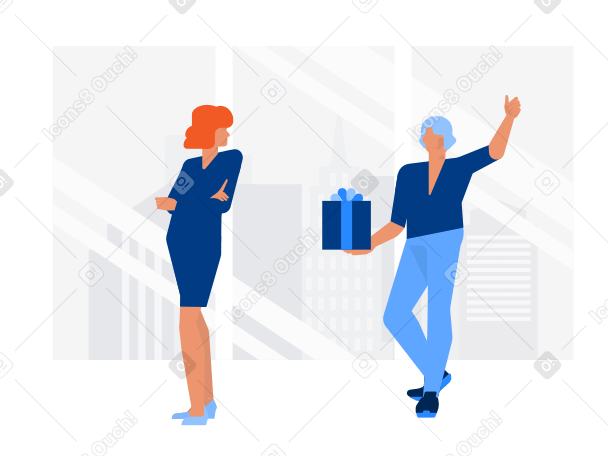 Man giving present to woman Illustration in PNG, SVG