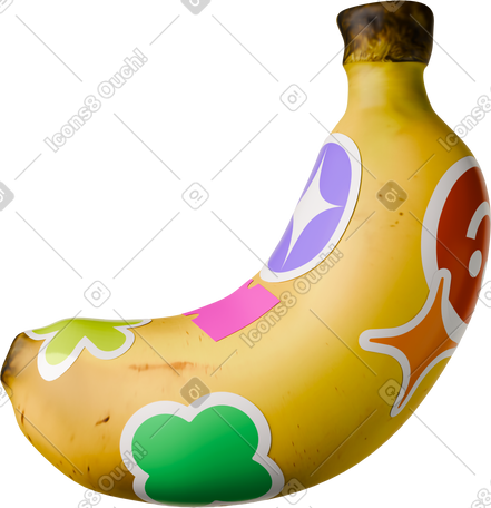 banana with stickers PNG, SVG