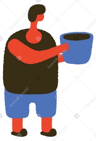 man with bucket Illustration in PNG, SVG