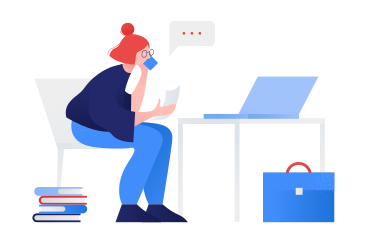 Woman is working and talking on the phone PNG, SVG